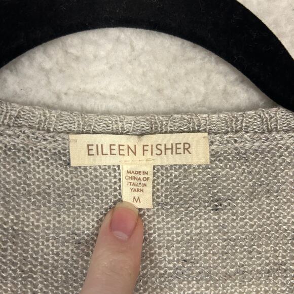 Eileen Fisher M Open Front Cardigan 100% Linen Lagenlook Minimalist Quiet Luxury - Picture 7 of 10